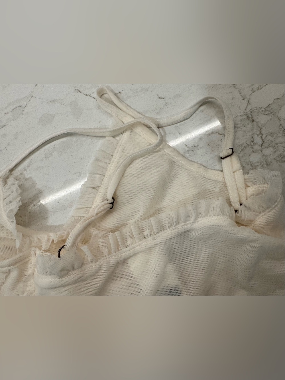🤍🩰 NWT Pilcro Ivory Mesh Ruffle Corset Cami Top XS Anthropologie - Picture 5 of 7